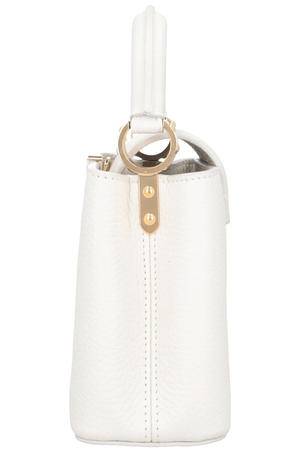 LOUIS VUITTON Capucines Mini Leather Snow White