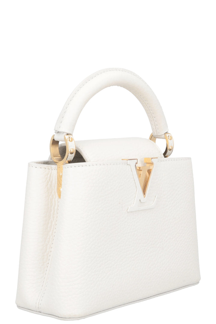 LOUIS VUITTON Capucines Mini Leather Snow White