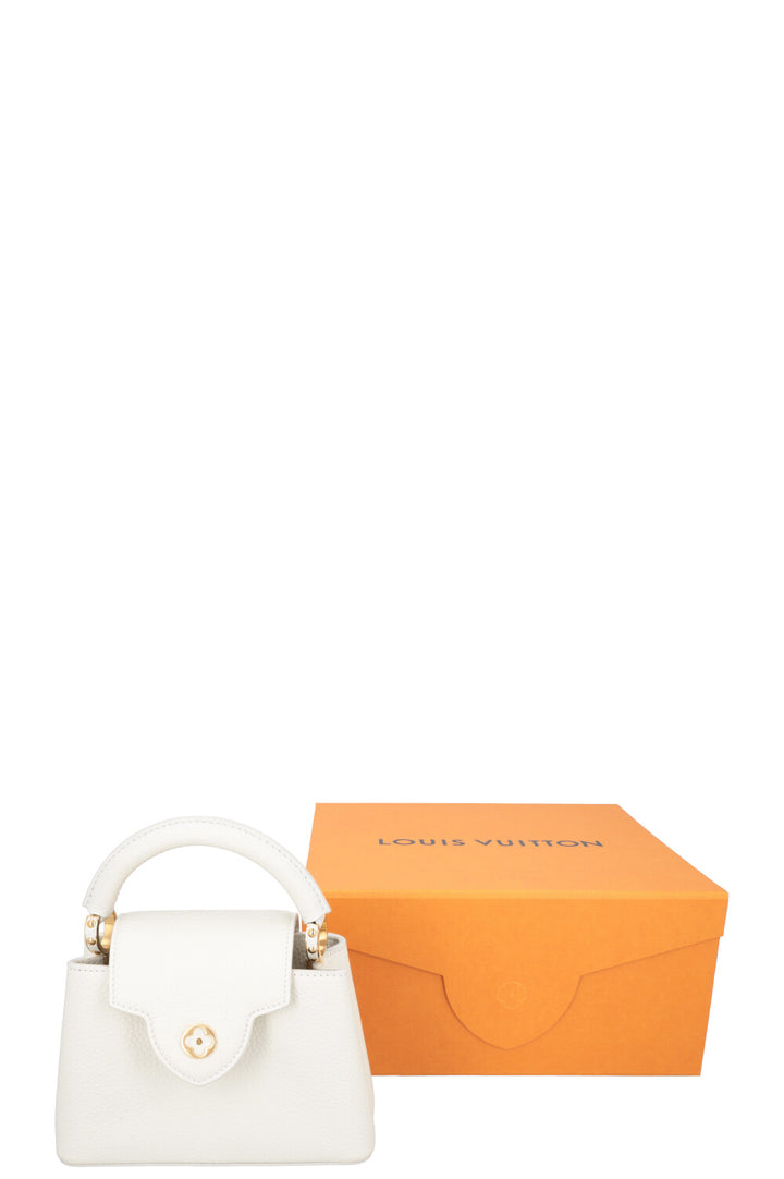 LOUIS VUITTON Capucines Mini Leather Snow White