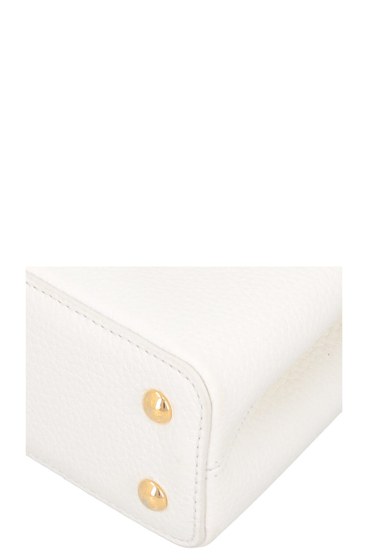 LOUIS VUITTON Capucines Mini Leather Snow White