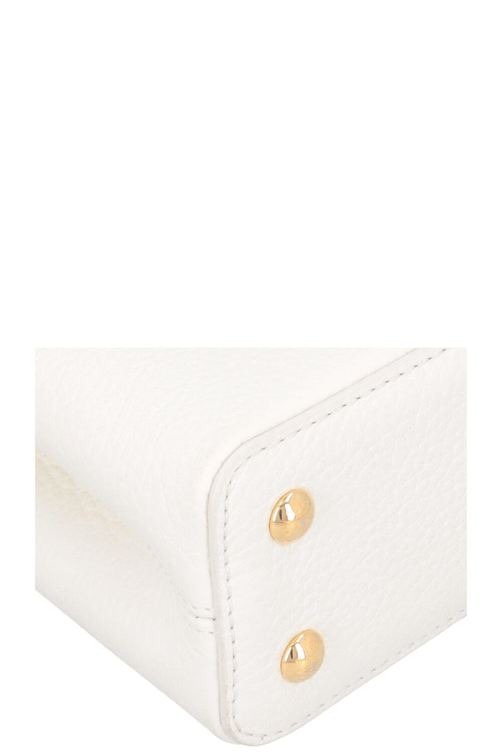 LOUIS VUITTON Capucines Mini Leather Snow White