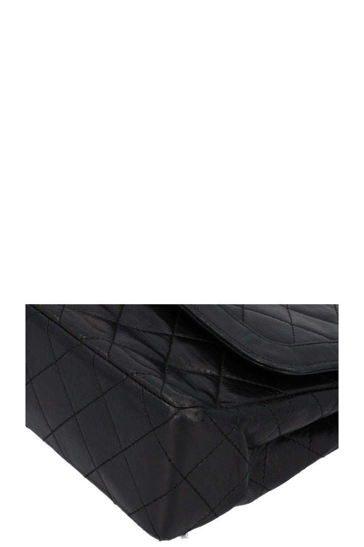 CHANEL Vintage Two Tone Flap Bag Black