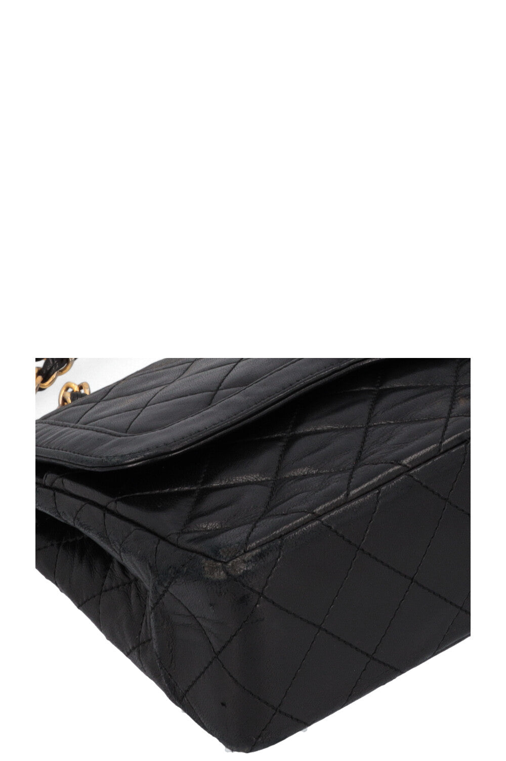 CHANEL Vintage Two Tone Flap Bag Black