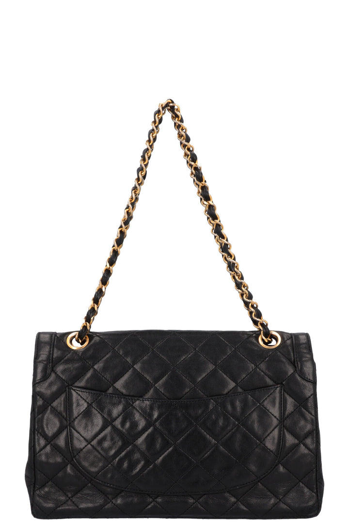 CHANEL Vintage Two Tone Flap Bag Black