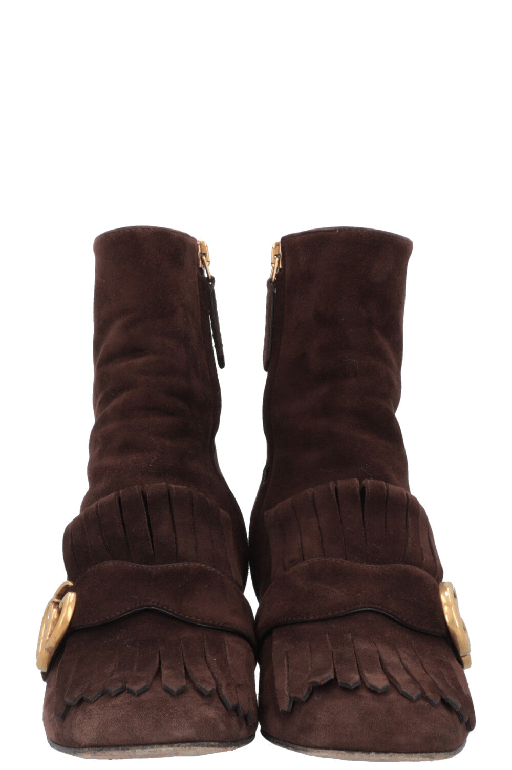 GUCCI Marmont Ankle Boots Suede Brown