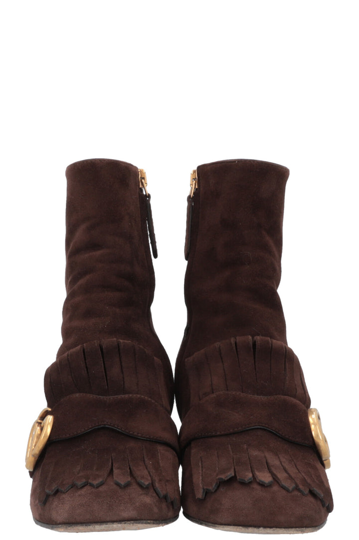 GUCCI Marmont Ankle Boots Suede Brown