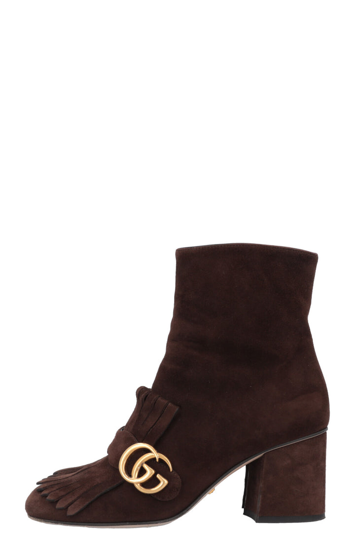 GUCCI Marmont Ankle Boots Suede Brown