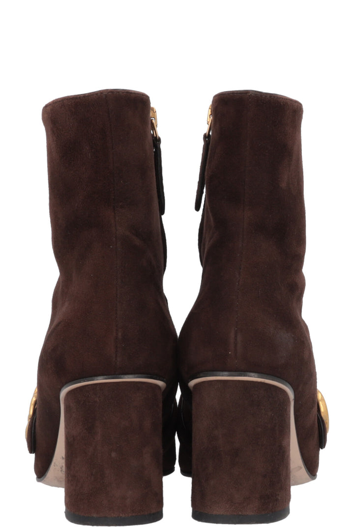 GUCCI Marmont Ankle Boots Suede Brown