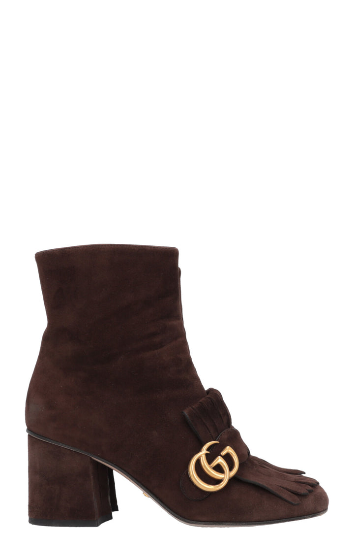 GUCCI Marmont Ankle Boots Suede Brown