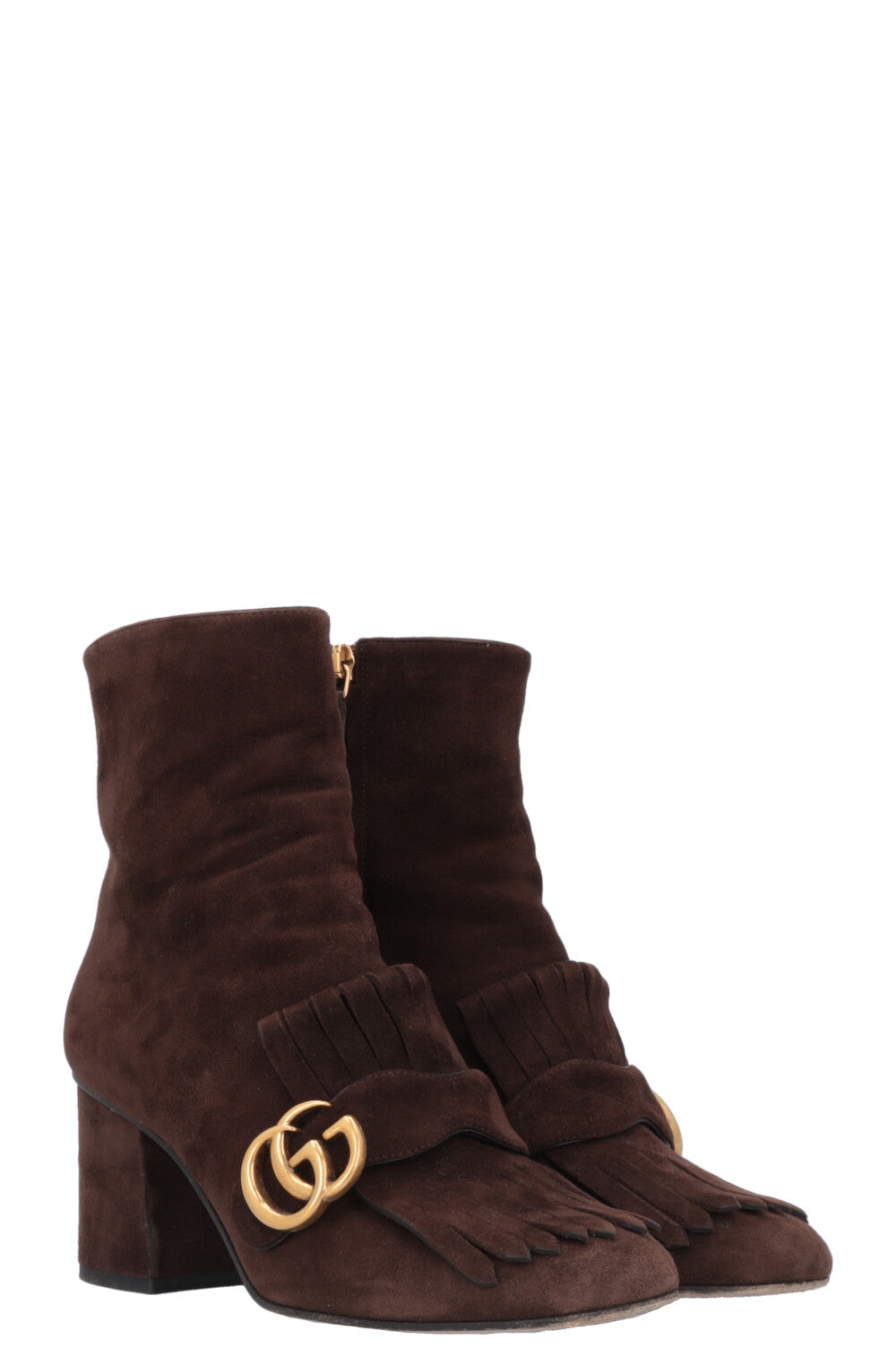 GUCCI Marmont Ankle Boots Suede Brown