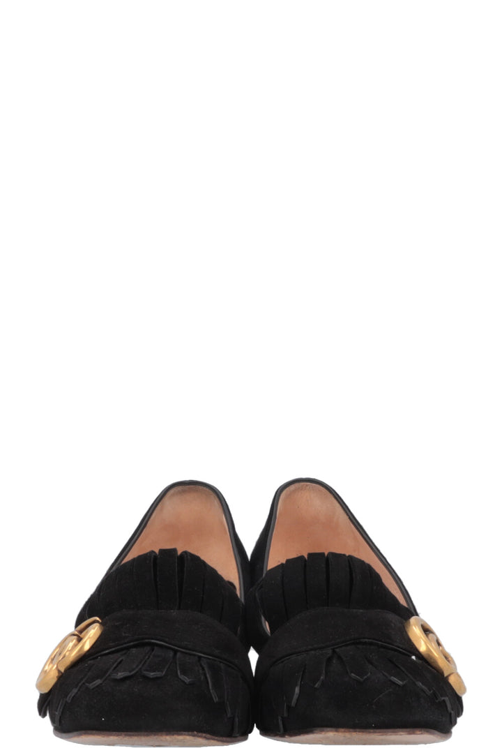 GUCCI Marmont GG Heels Suede Black
