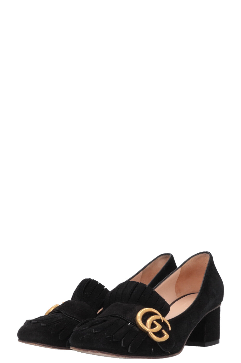 GUCCI Marmont GG Heels Suede Black