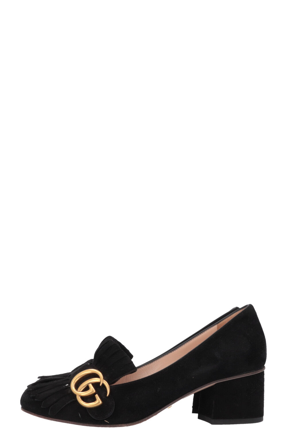 GUCCI Marmont GG Heels Suede Black