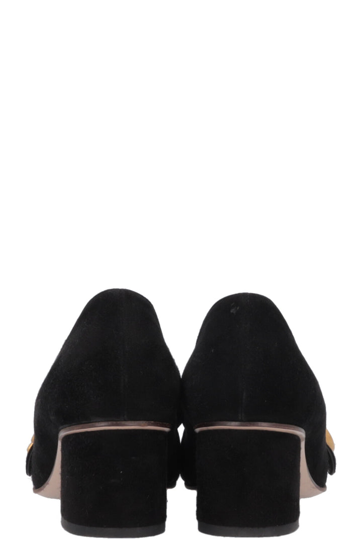 GUCCI Marmont GG Heels Suede Black