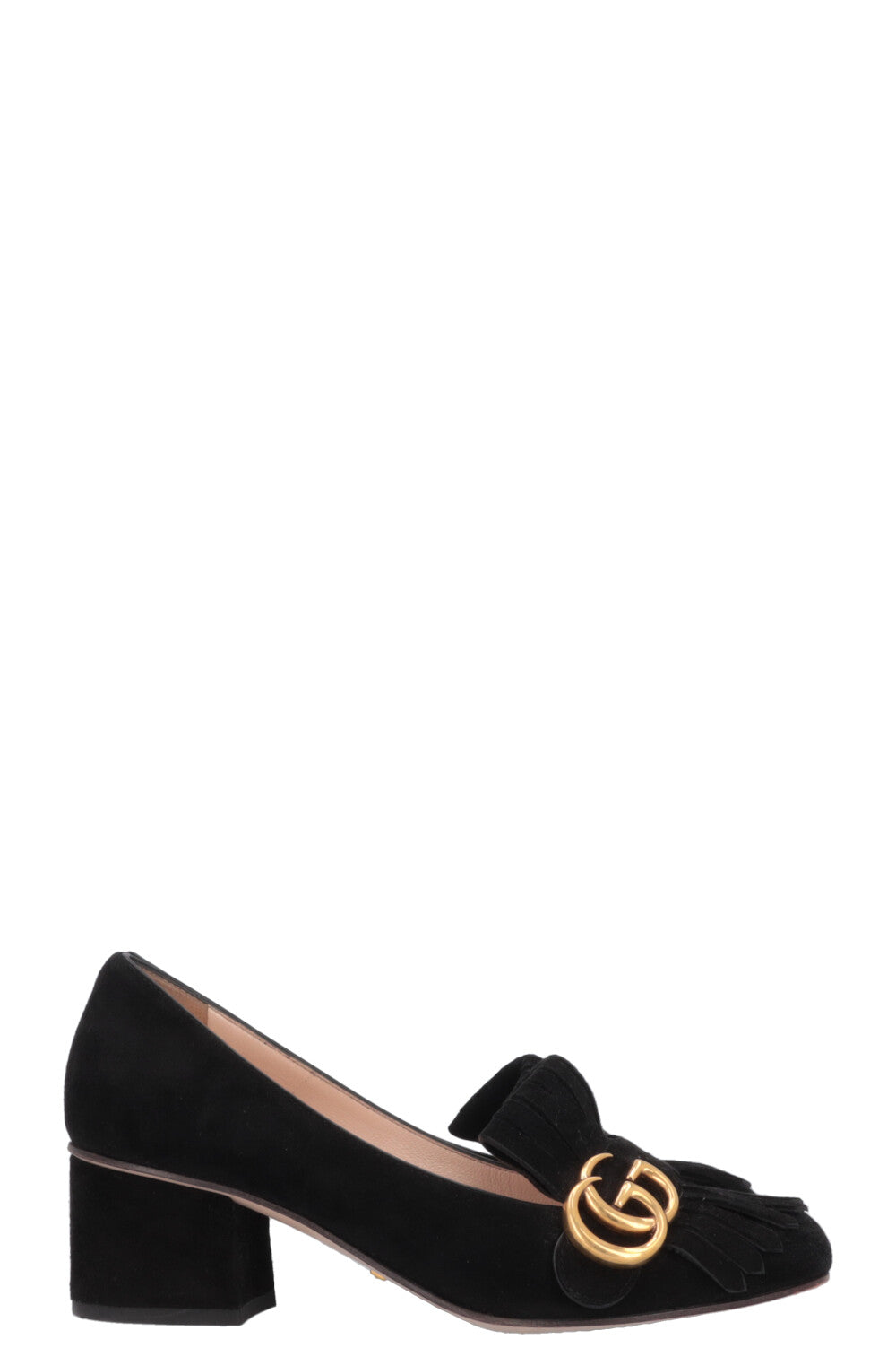 GUCCI Marmont GG Heels Suede Black