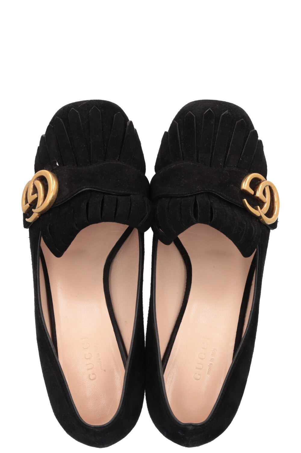 GUCCI Marmont GG Heels Suede Black
