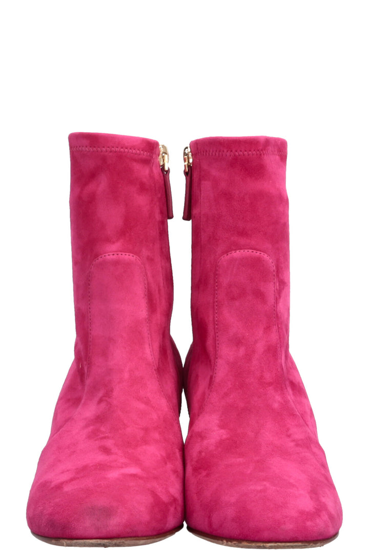 VALENTINO Rockstud Boots Suede Hot Pink