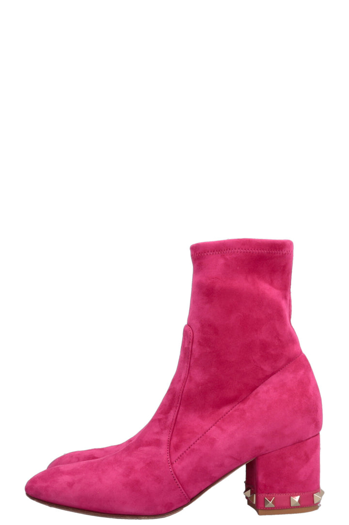 VALENTINO Rockstud Boots Suede Hot Pink