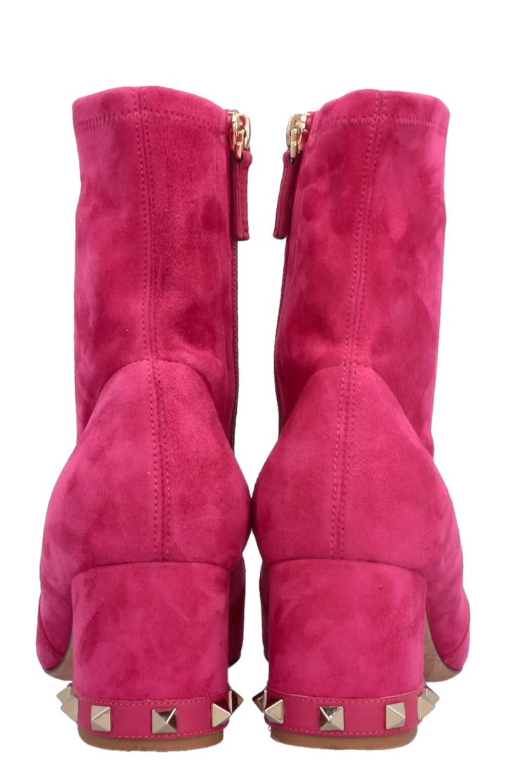VALENTINO Rockstud Boots Suede Hot Pink