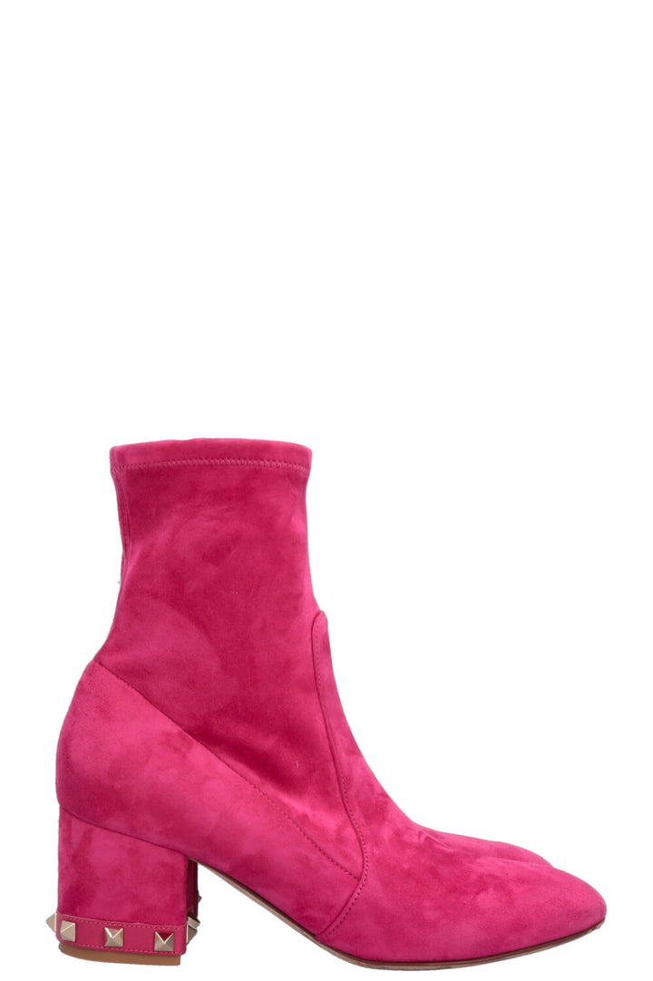 VALENTINO Rockstud Boots Suede Hot Pink