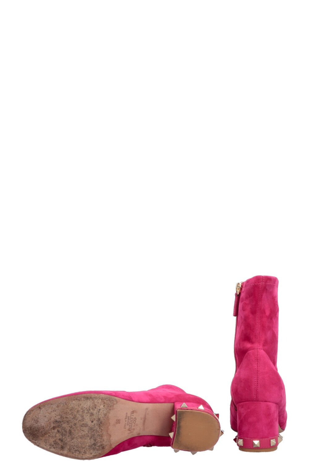 VALENTINO Rockstud Boots Suede Hot Pink