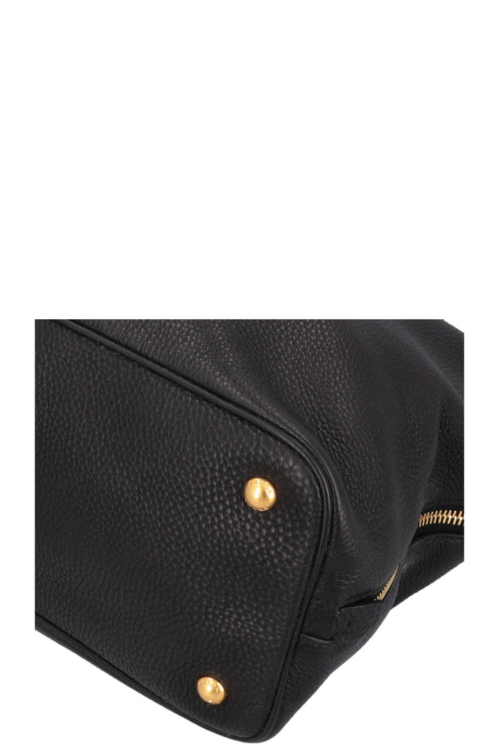 PRADA Zip Bag Leather Black Gold