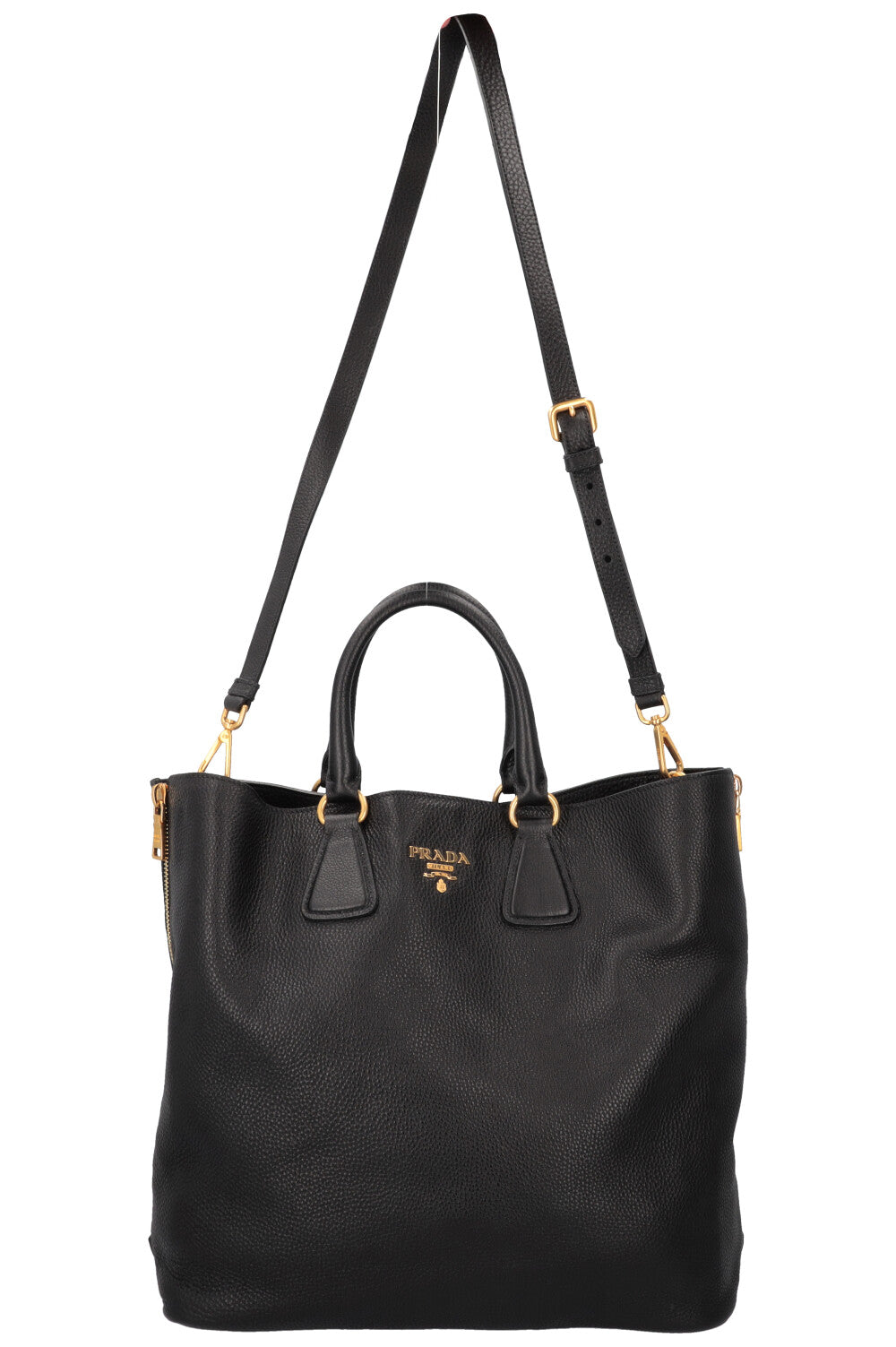 PRADA Zip Bag Leather Black Gold – REAWAKE