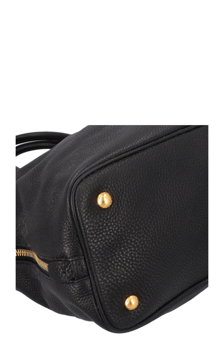 PRADA Zip Bag Leather Black Gold
