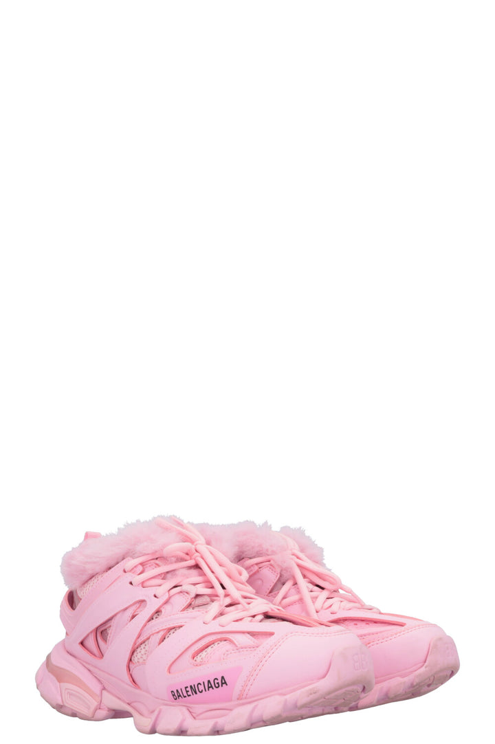 BALENCIAGA Track Faux Fur Sneakers Pink