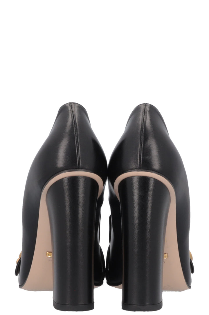 GUCCI Marmont Fringe Heels Leather Black