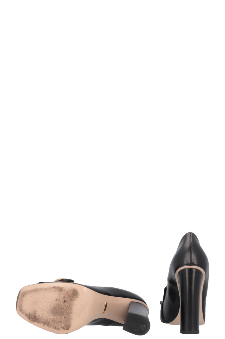GUCCI Marmont Fringe Heels Leather Black