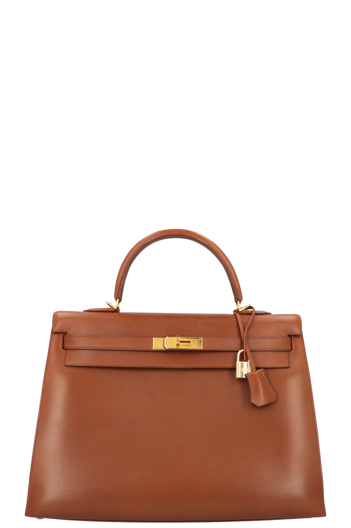 HERMES Kelly 35 Sellier Box Fauve