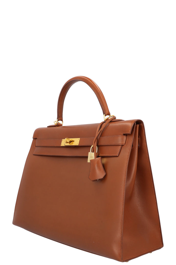 HERMÈS Kelly 35 Sellier Box Fauve