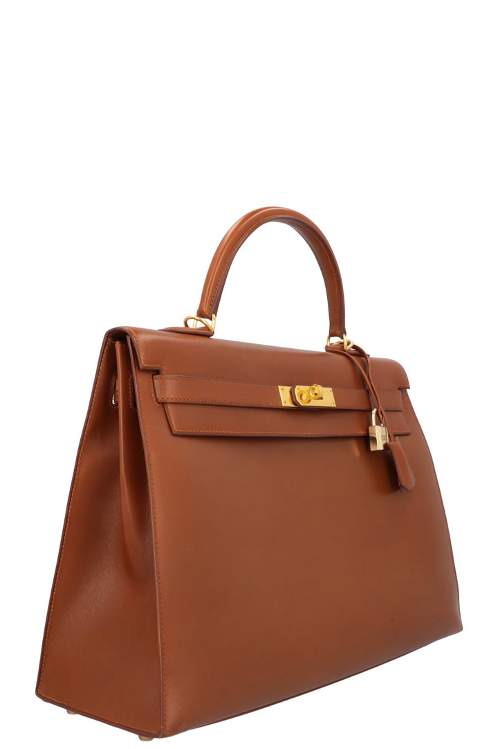 HERMÈS Kelly 35 Sellier Box Fauve