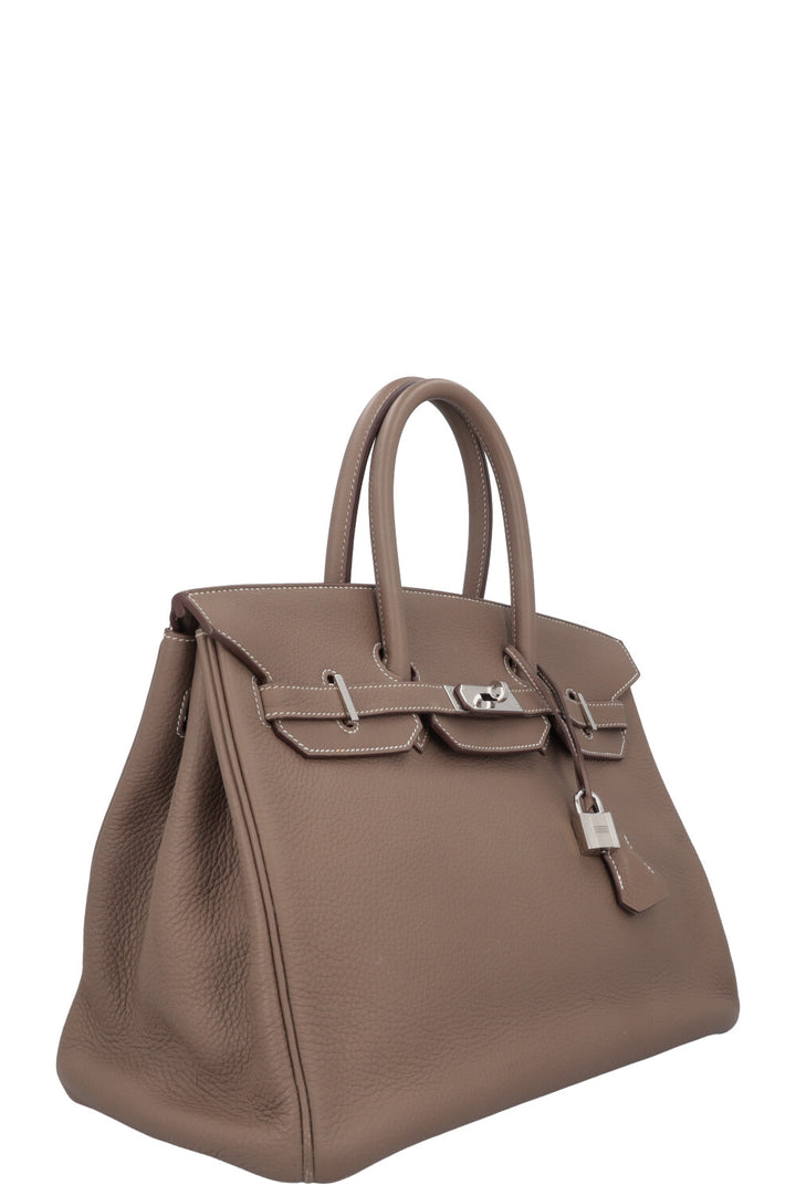 HERMES Birkin 35 Taurillon Clemence Etoupe