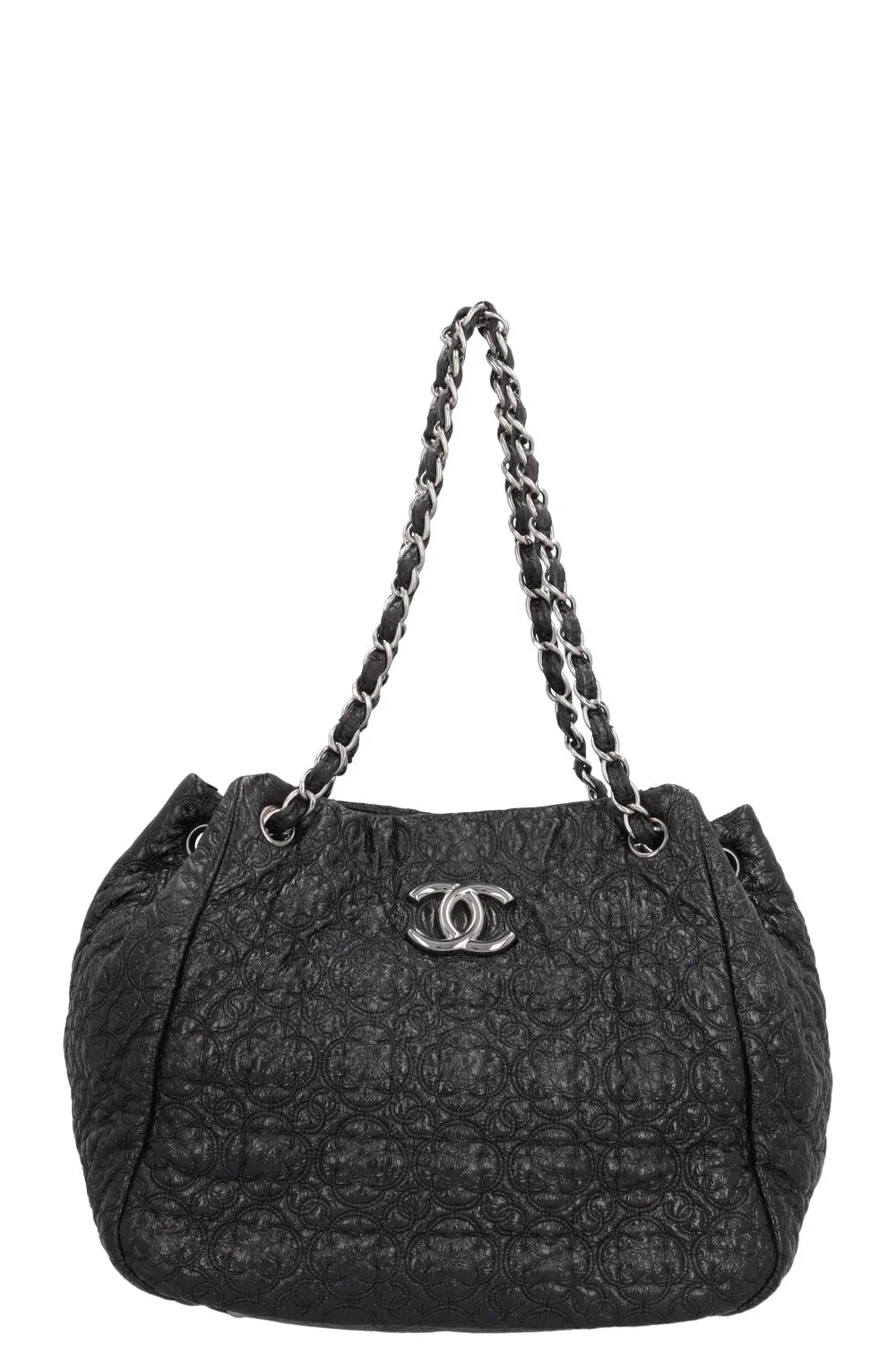 CHANEL Rock in Moscow Accordion Tote Cuir verni noir