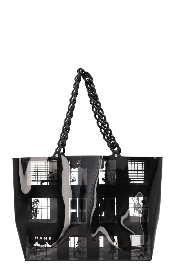CHANEL Coco Windows Shopping Tote PVC Black
