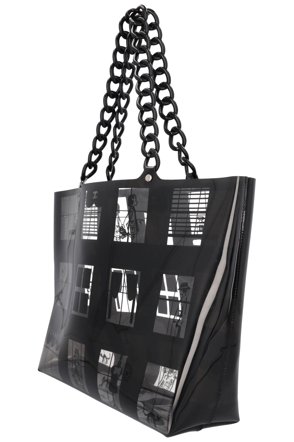 CHANEL Coco Windows Shopping Tote PVC Black
