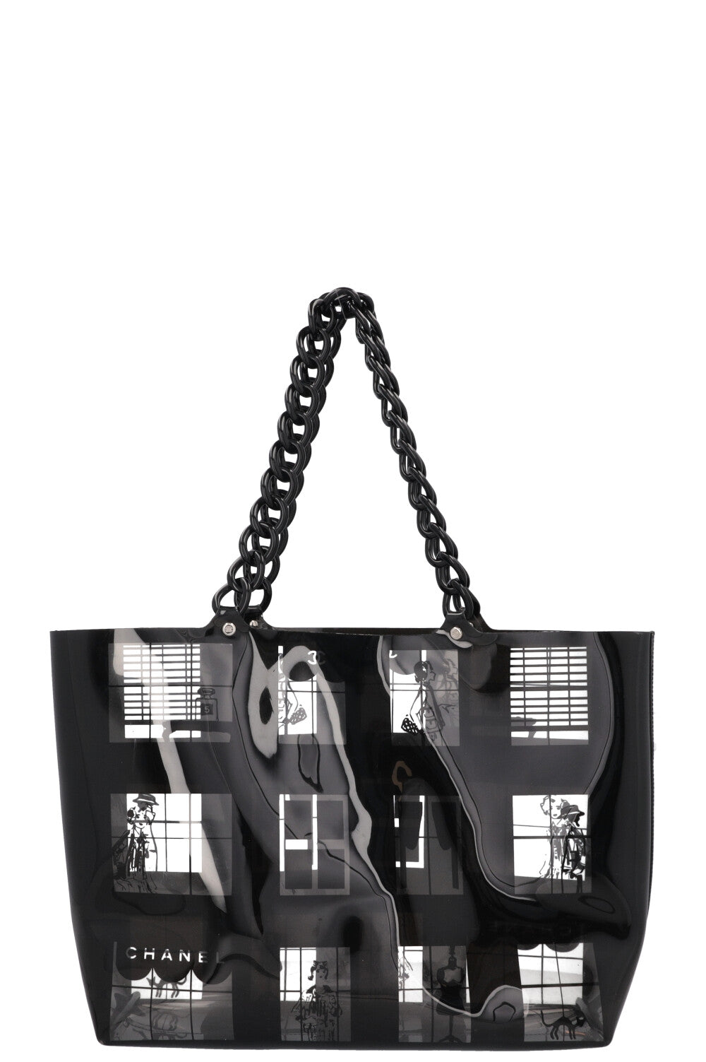 CHANEL Coco Windows Shopping Tote PVC Black