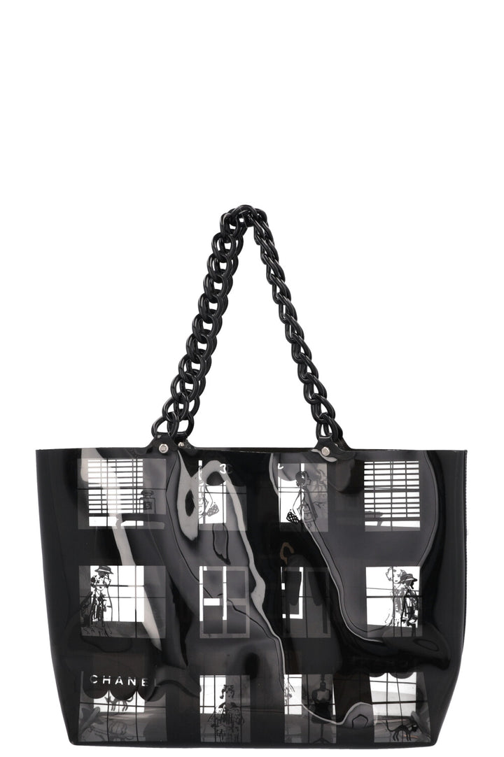 CHANEL Coco Windows Shopping Tote PVC Black