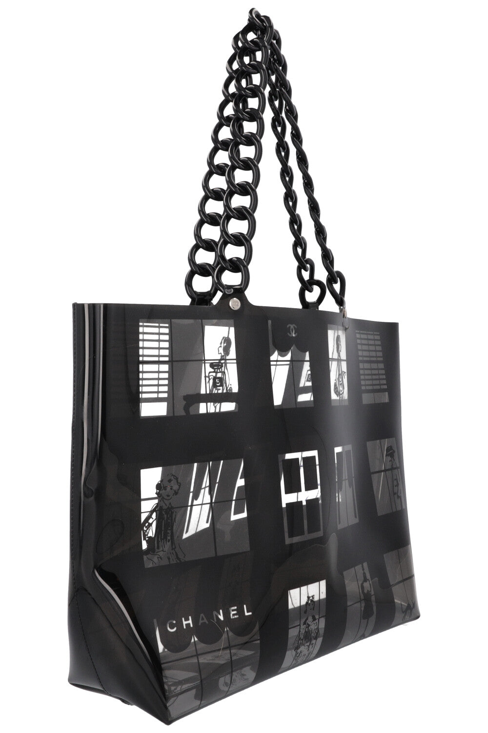 CHANEL Coco Windows Shopping Tote PVC Black