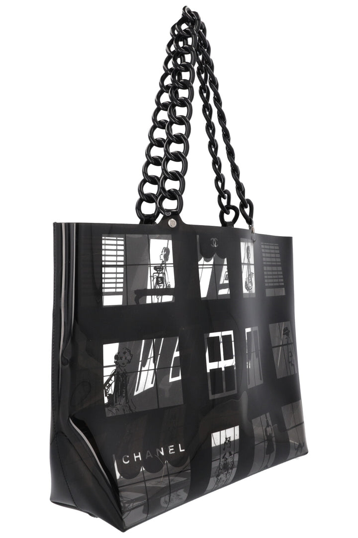 CHANEL Coco Windows Shopping Tote PVC Black