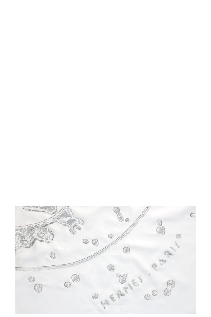 HERMÈS Vif Argent Carré Sterling Silver Sequins White