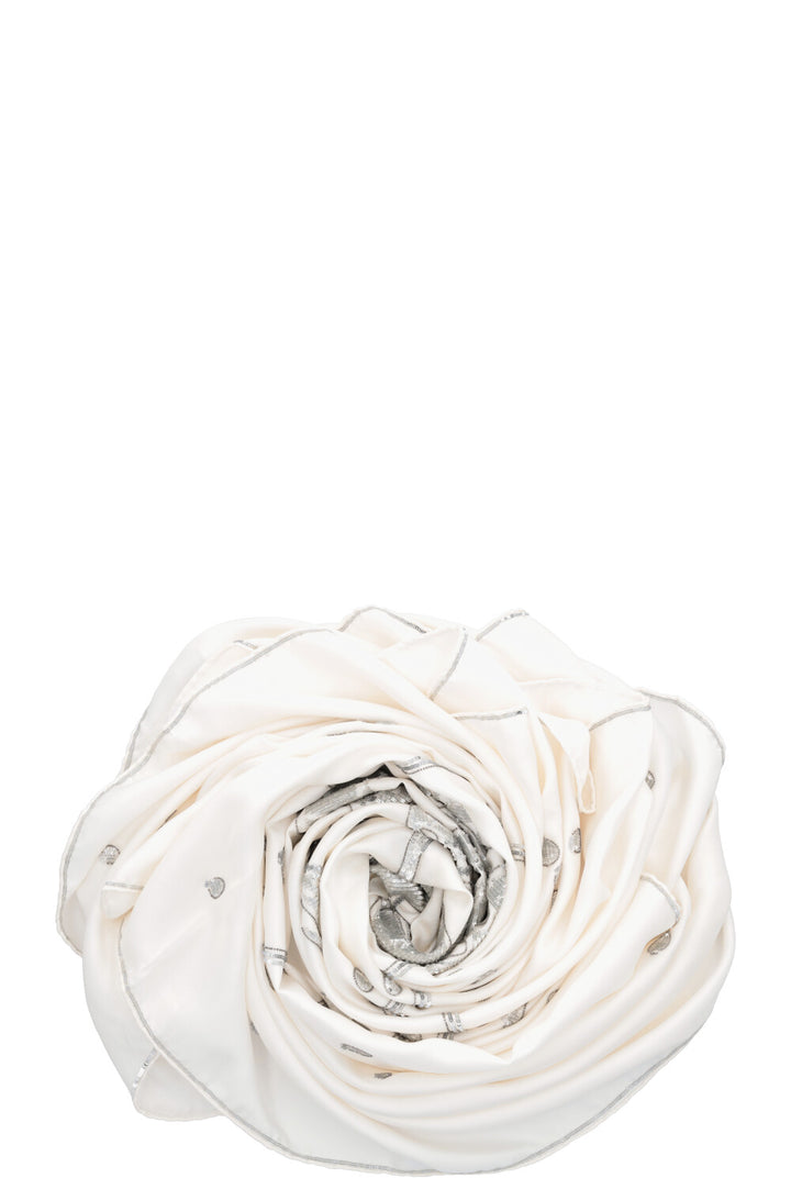 HERMÈS Vif Argent Carré Sterling Silver Sequins White
