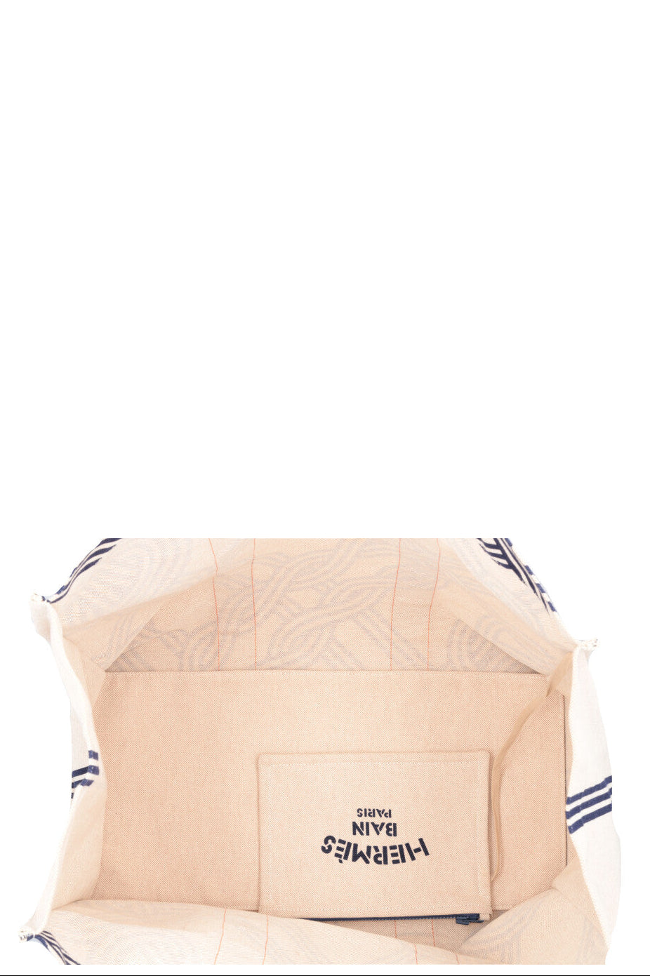 HERMÈS Noeuds Marins Beach Tote Bag Canvas Blue Beige