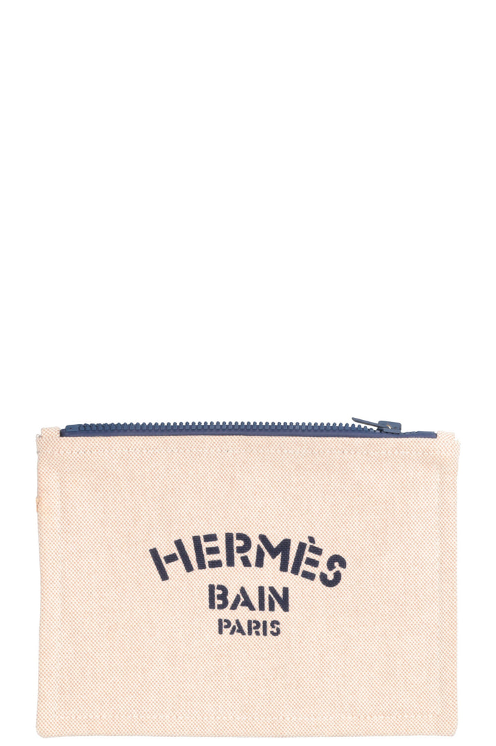 HERMÈS Noeuds Marins Beach Tote Bag Canvas Blue Beige