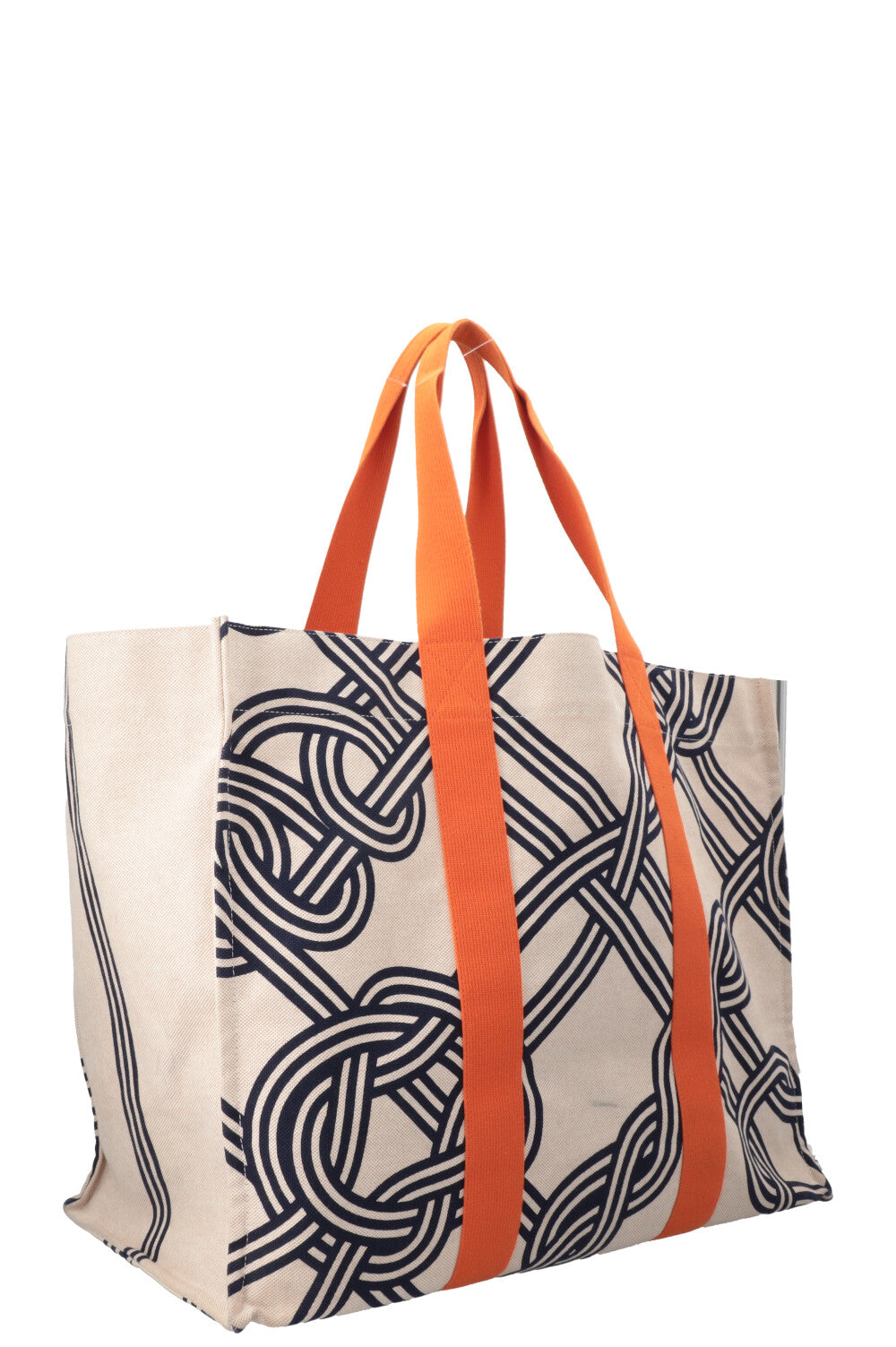HERMÈS Noeuds Marins Beach Tote Bag Canvas Blue Beige