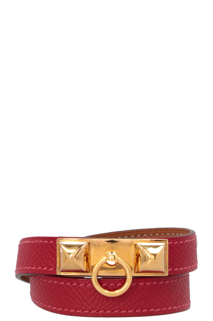 HERMÈS Rivale Double Tour Bracelet Red