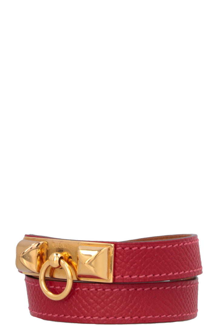 HERMÈS Rivale Double Tour Bracelet Red