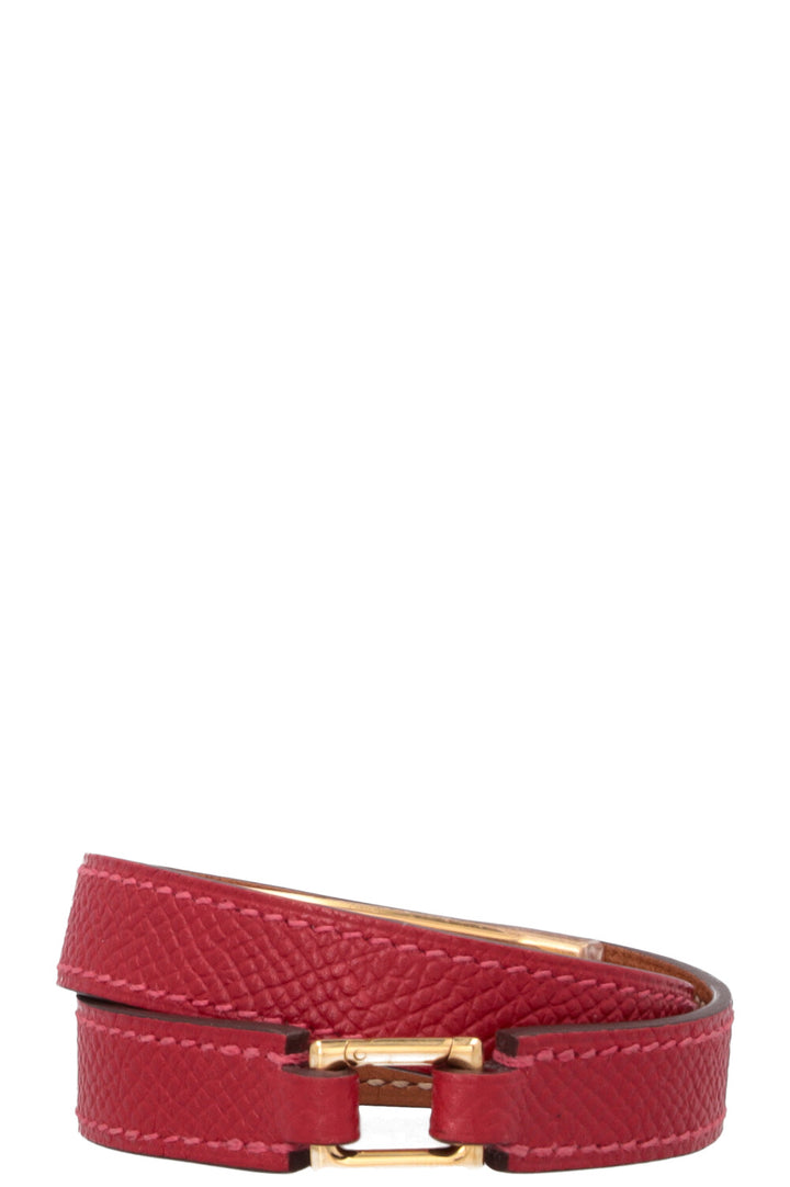 HERMÈS Rivale Double Tour Bracelet Red